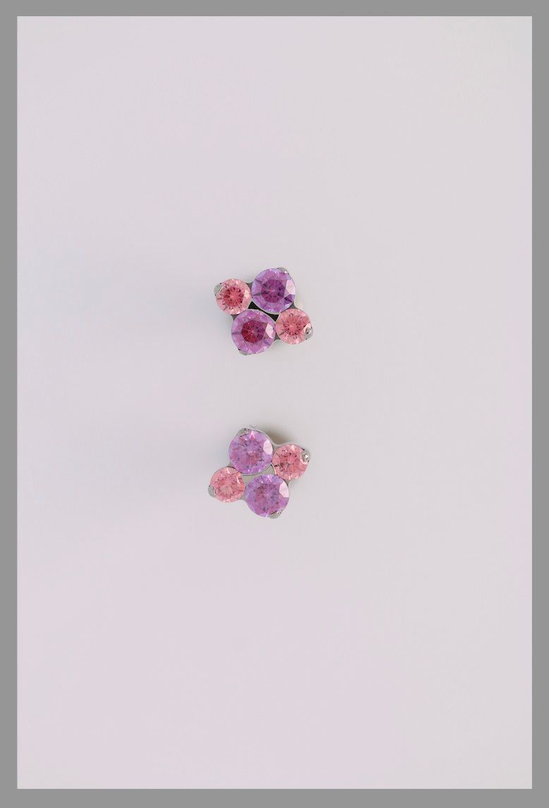 18g Threadless Odyssey NorthStar prong set faceted gem end MIXED Fancy Purple cz/Fancy Pink cz/Fancy Purple cz/ Fancy Pink cz