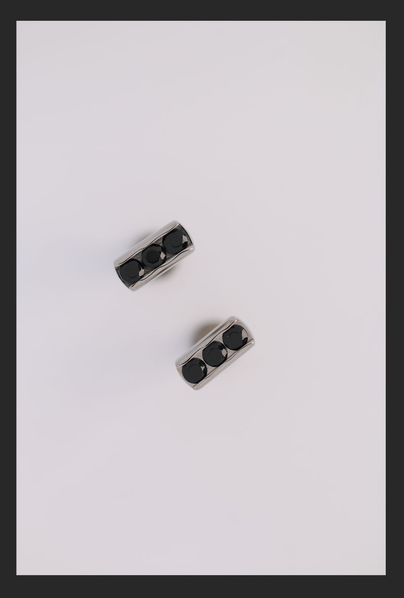 18g channel set threadless faceted gem end with (3) 2mm gems-Black Ceramic CZ