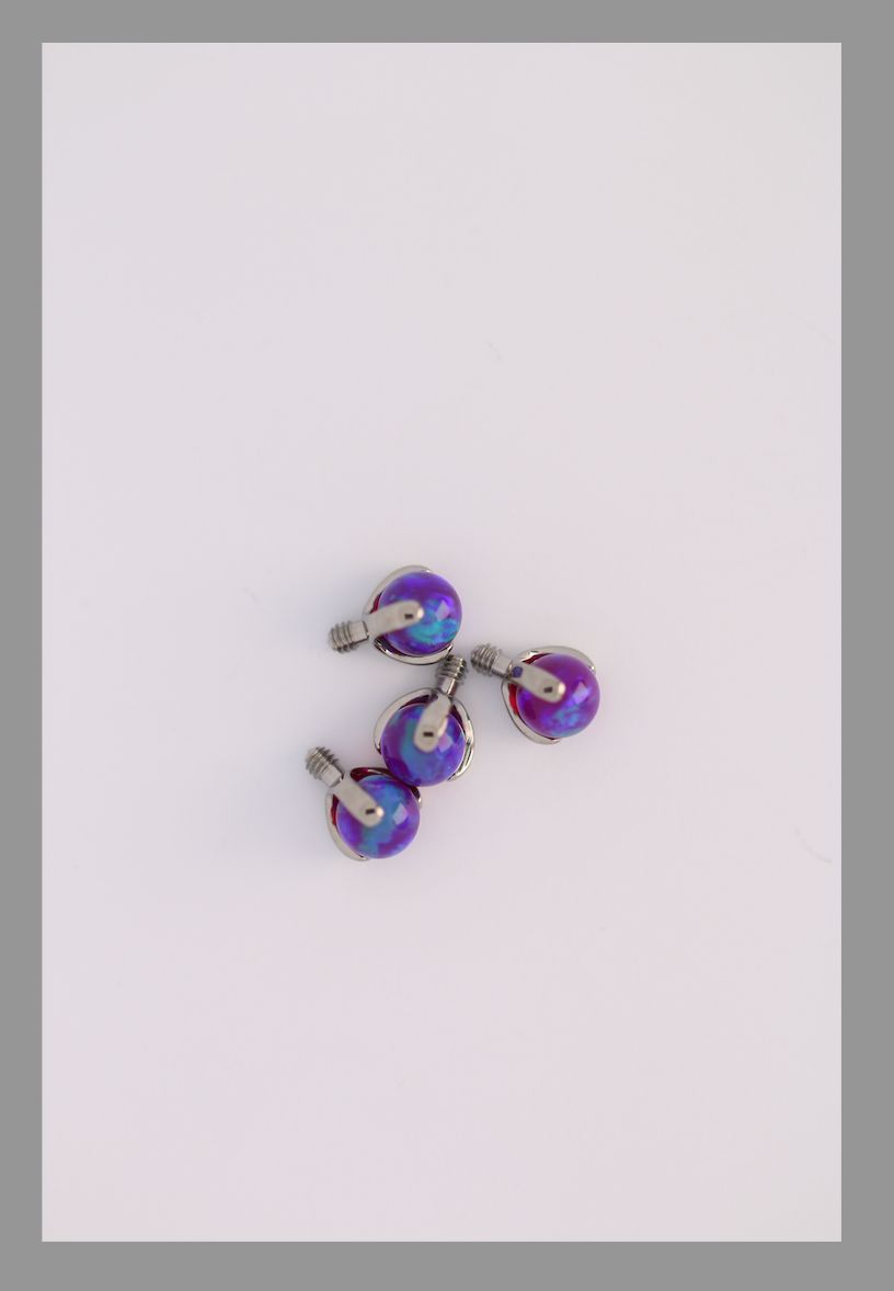 14g 3 prong cabochon opal threaded end 4mm Sleepy Lavender Opal