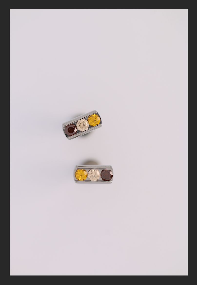 18g channel set threadless faceted gem end with (3) 2mm gems-MIXED-Fancy Brown CZ/Fancy Champagne CZ/Sunrise Yellow Ceramic CZ