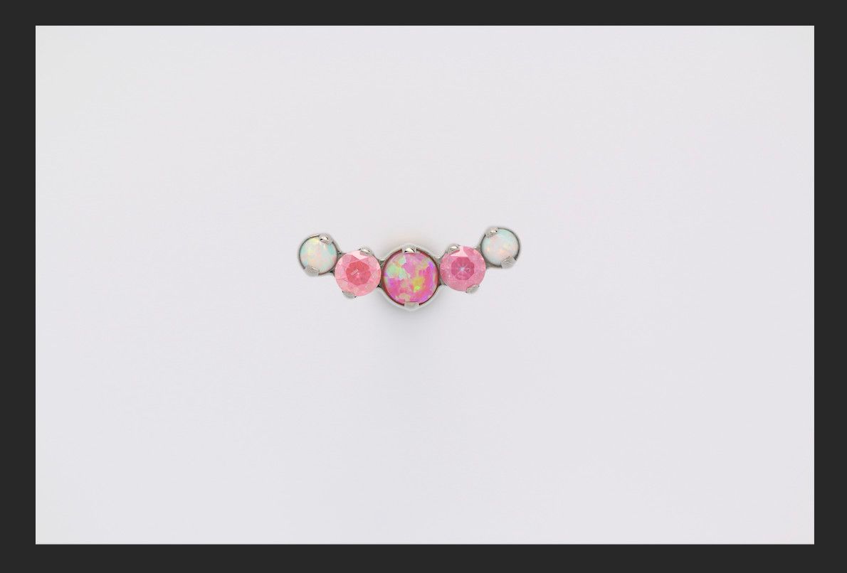 18g prong set threaded Odyssey Prium gem end-MIXED-White Opal/Fancy Pink CZ/Pink Opal/Fancy Pink CZ/White Opal
