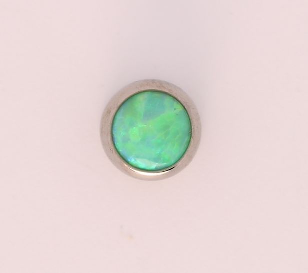 bezel set cabochon captive gem 3mm lime green opal