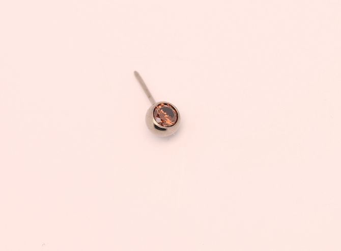 16g side gem ball 2.5mm brown cz
