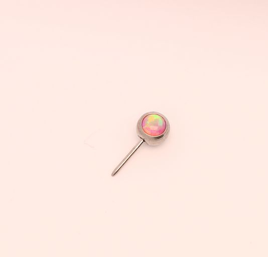 16g side gem ball 2.5mm bubble gum opal cabochon