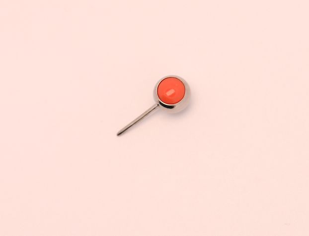 16g side gem ball 2.5mm coral salmon cabochon