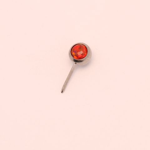 16g side gem ball 2.5mm fire opal cabochon