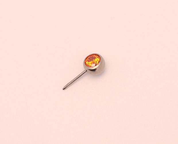 16g side gem ball 2.5mm orange cz