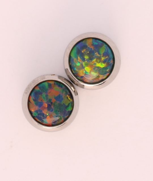 bezel set cabochon captive gem 3mm black opal #2