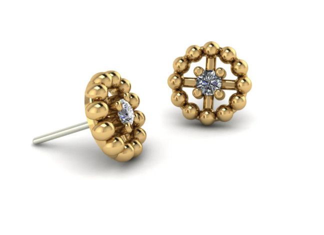 18g Beaded circle with Gem cz threadless YAU