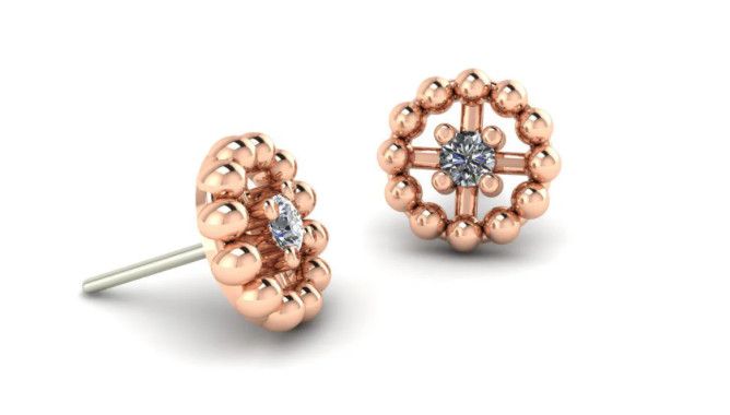 18g Beaded circle with Gem cz threadless RAU