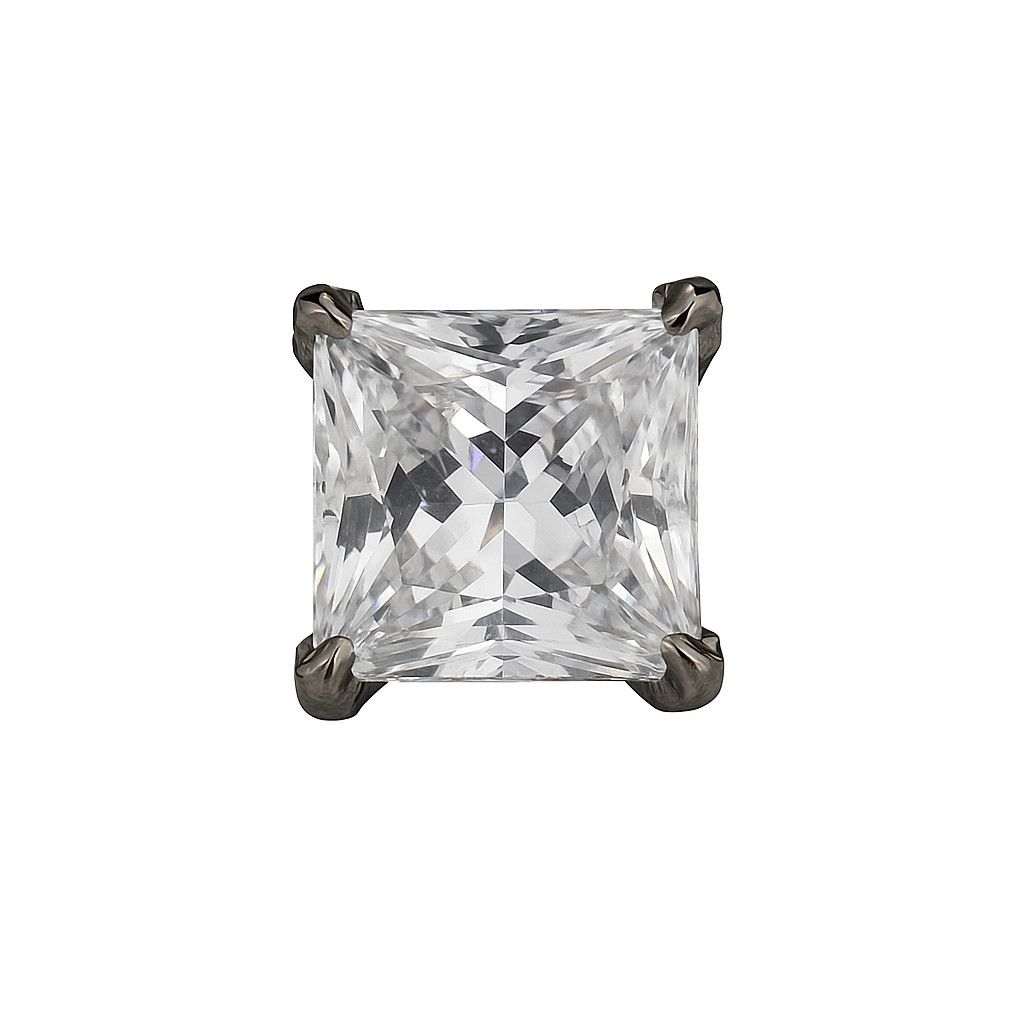 18g princess cut prong set threadless end 4mm cz