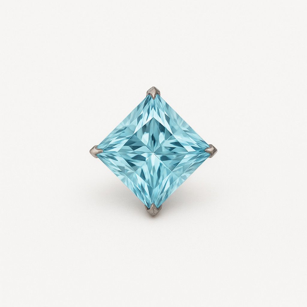 18g princess cut prong set threadless end 2.5mm frosty mint
