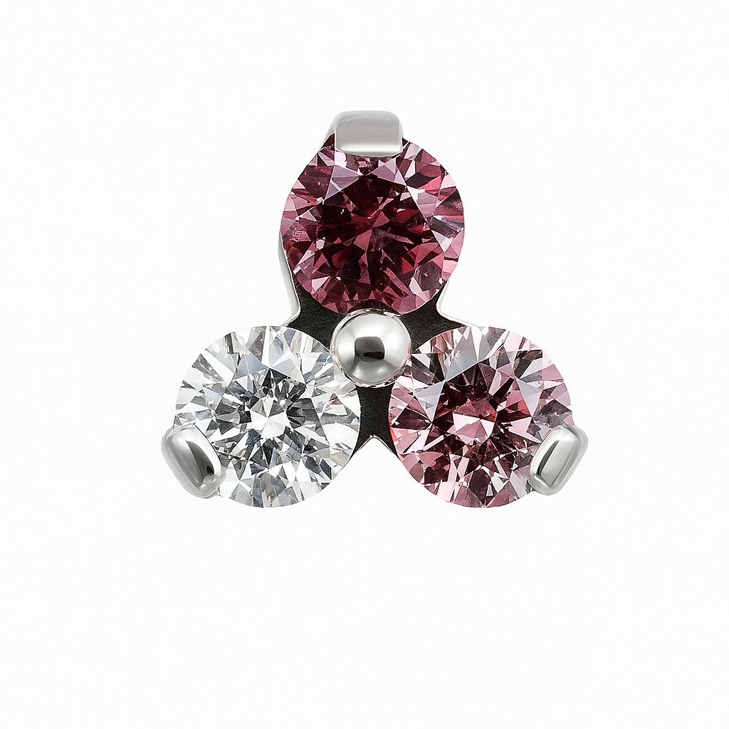 18g ombre trinity prong 3x2mm cz/morganite/pink