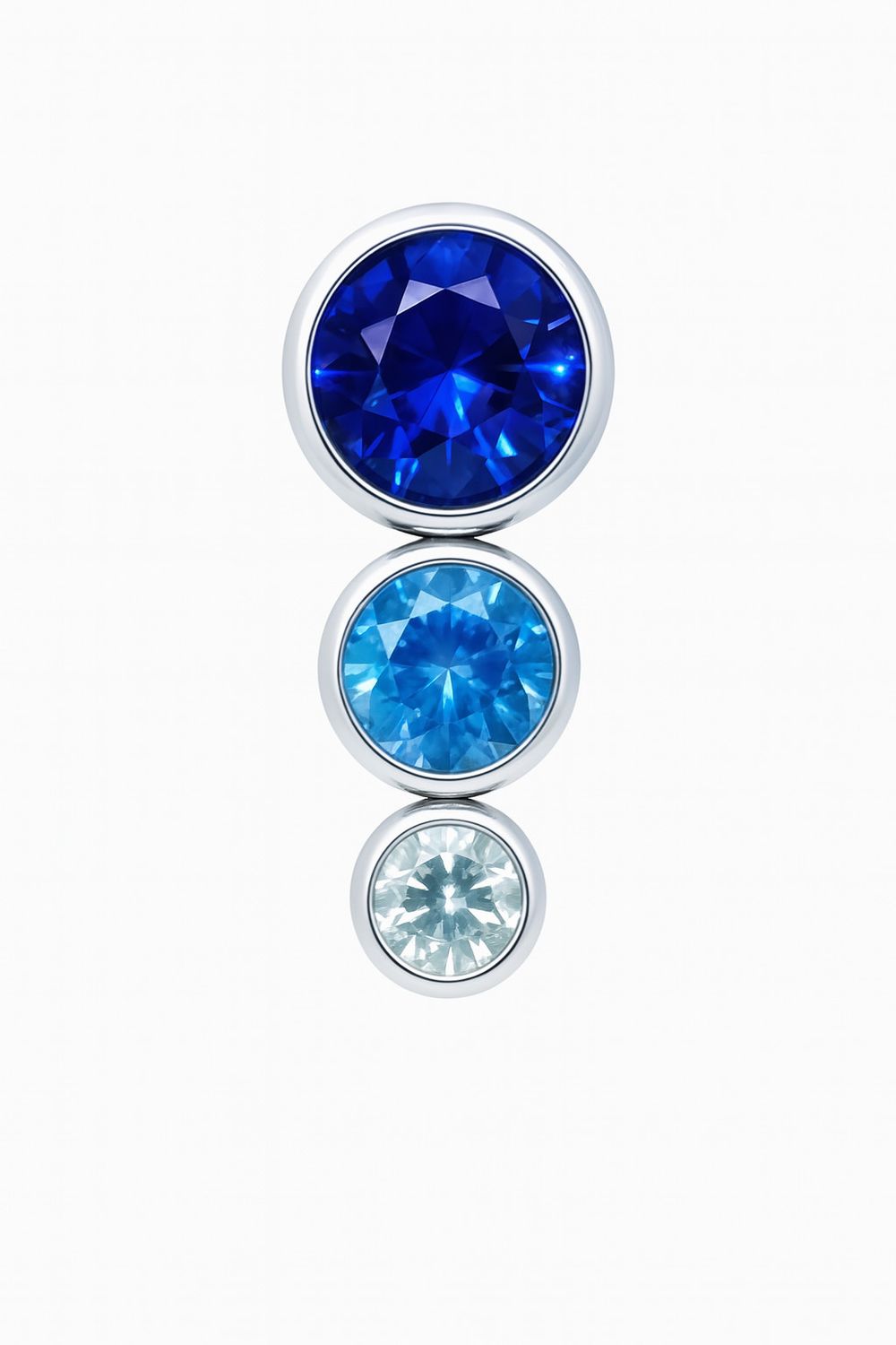 18g ombre bezel set tapered cluster frosty mint/arctic blue/sapphire