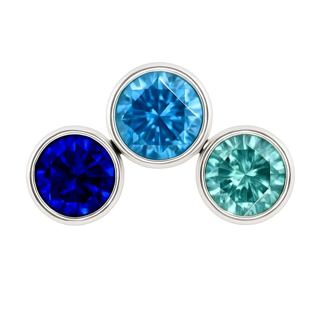 18g ombre bezel set petite cluster threadless 1.5mm frosty mint/arctic blue/sapphire