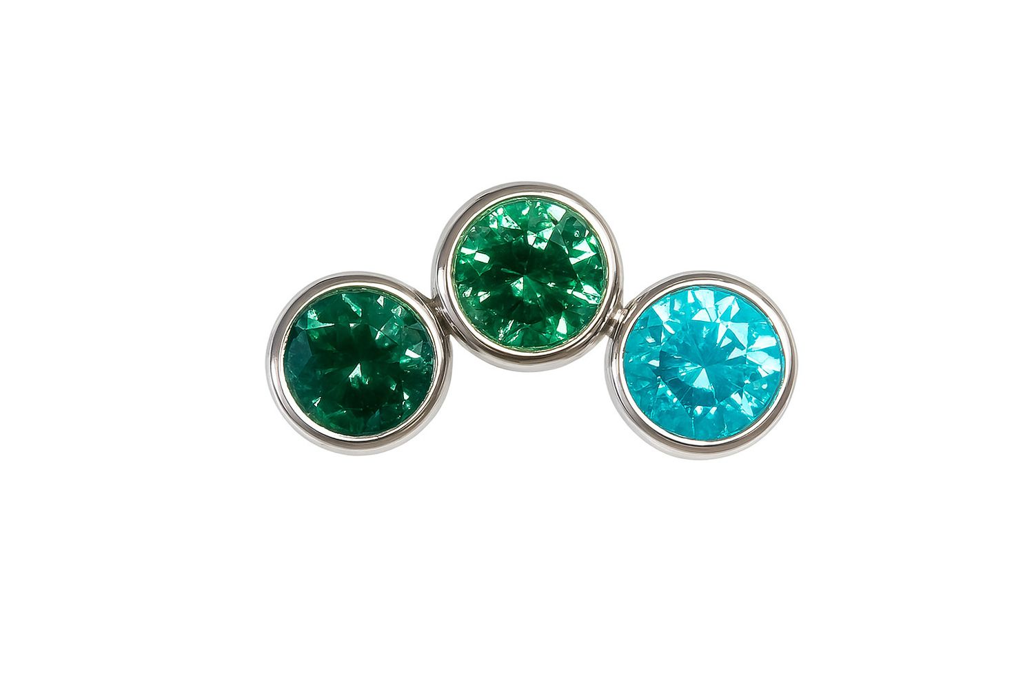 18g ombre bezel set petite cluster threadless 1.5mm mint green/green/emerald