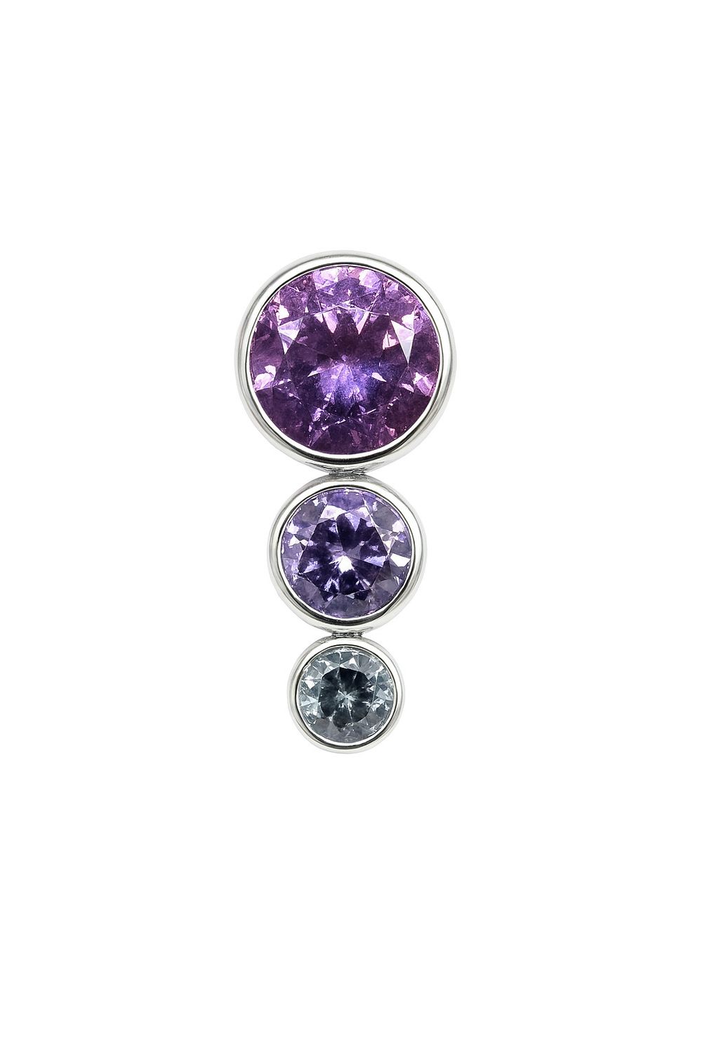 18g ombre bezel set tapered cluster ocean grey/lavender/fancy purple