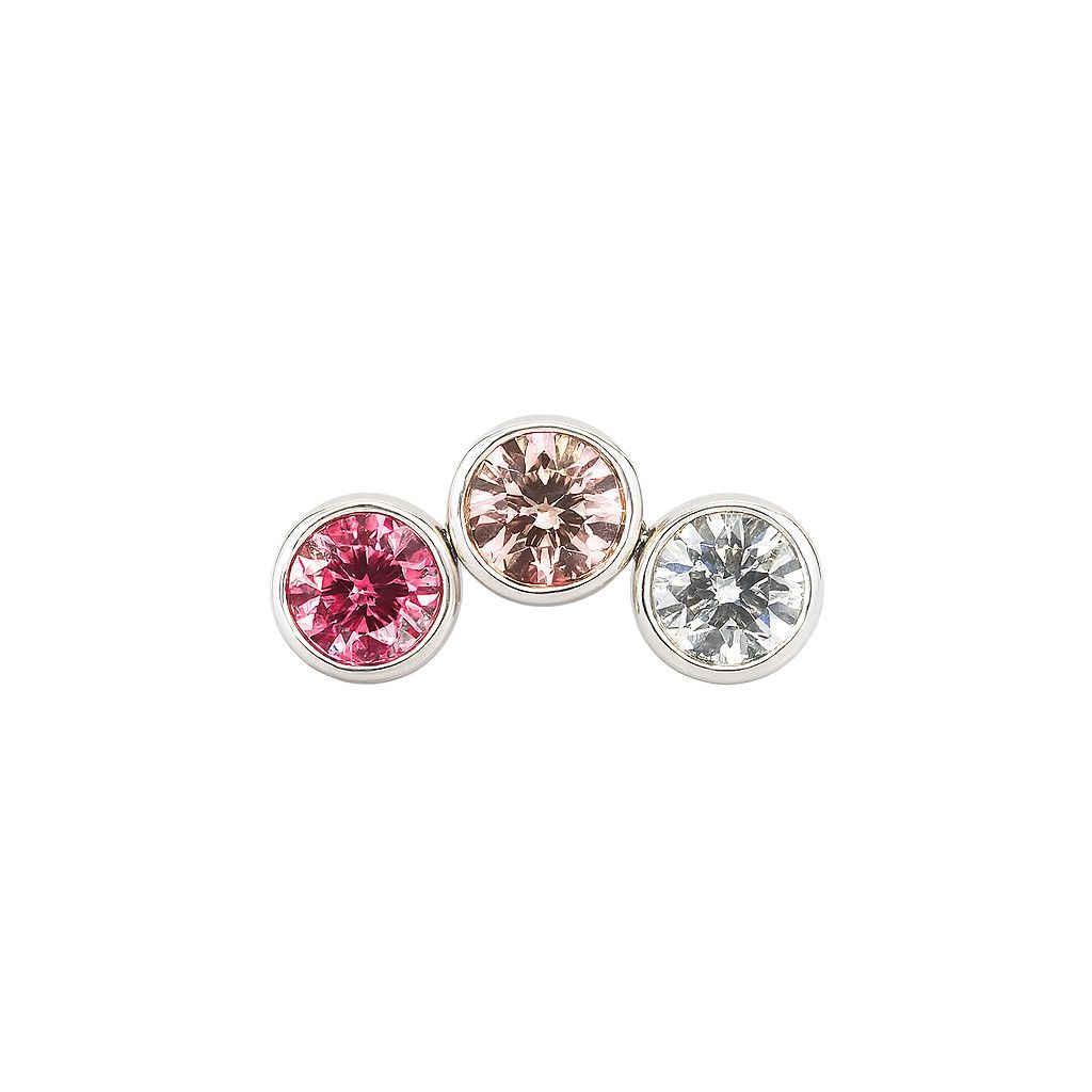 18g ombre bezel set petite cluster threadless 1.5mm cz/morganite/pink
