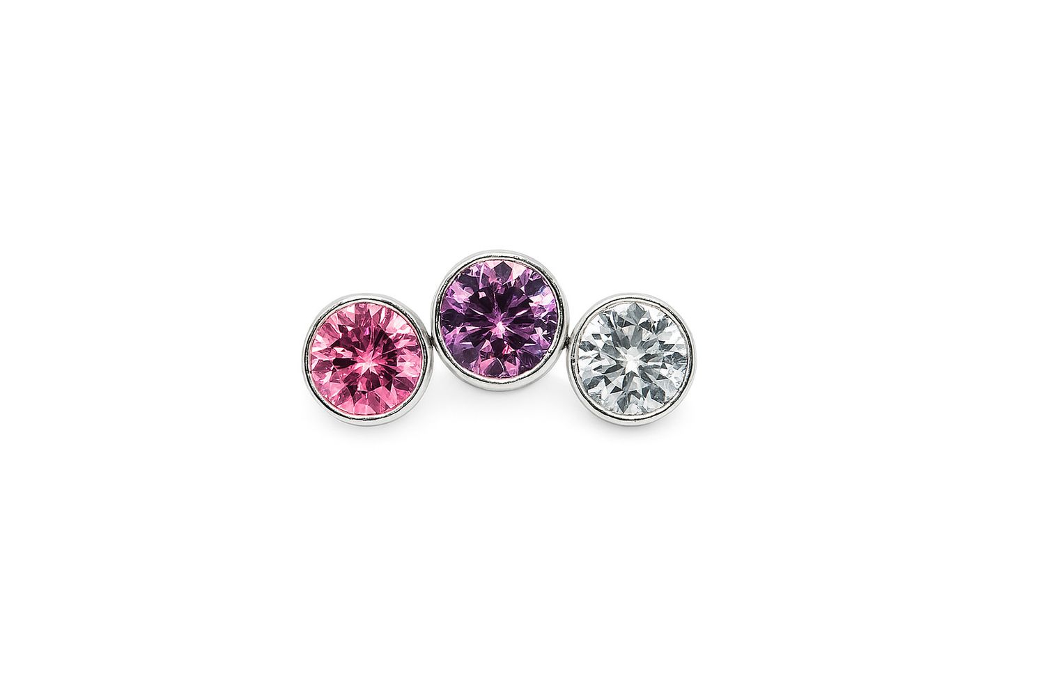 18g ombre bezel set petite cluster threadless 1.5mm ocean grey/lavender/fancy purple