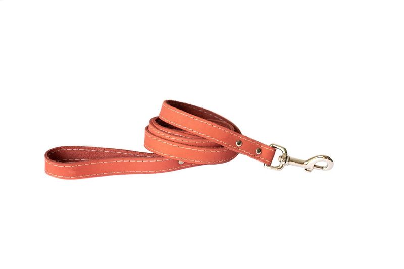 Euro Dog Leather Leash Coral M FINAL SALE