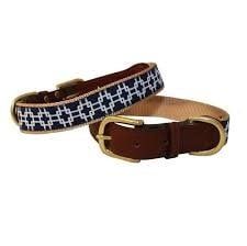 Auburn Collar Leather &amp; Ribbon Grid Lock 1x14