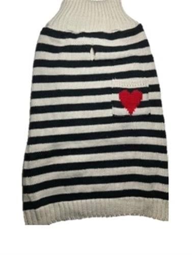 Canine Brands Sweater Striped w/ Red Heart XL
