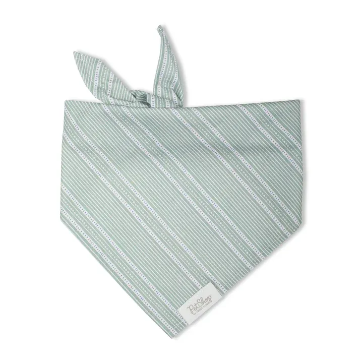 Pet Shop Bandana Block Stripe Dusty Sage XS/S FINAL SALE
