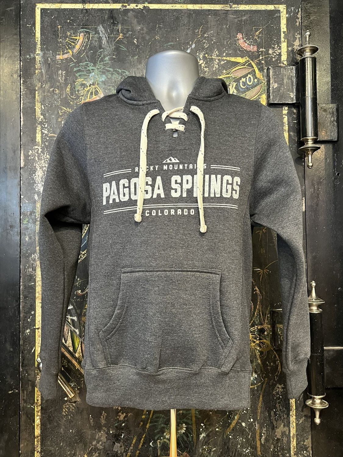 Varsity Lace Up Hoodie Hthr Charcoal
