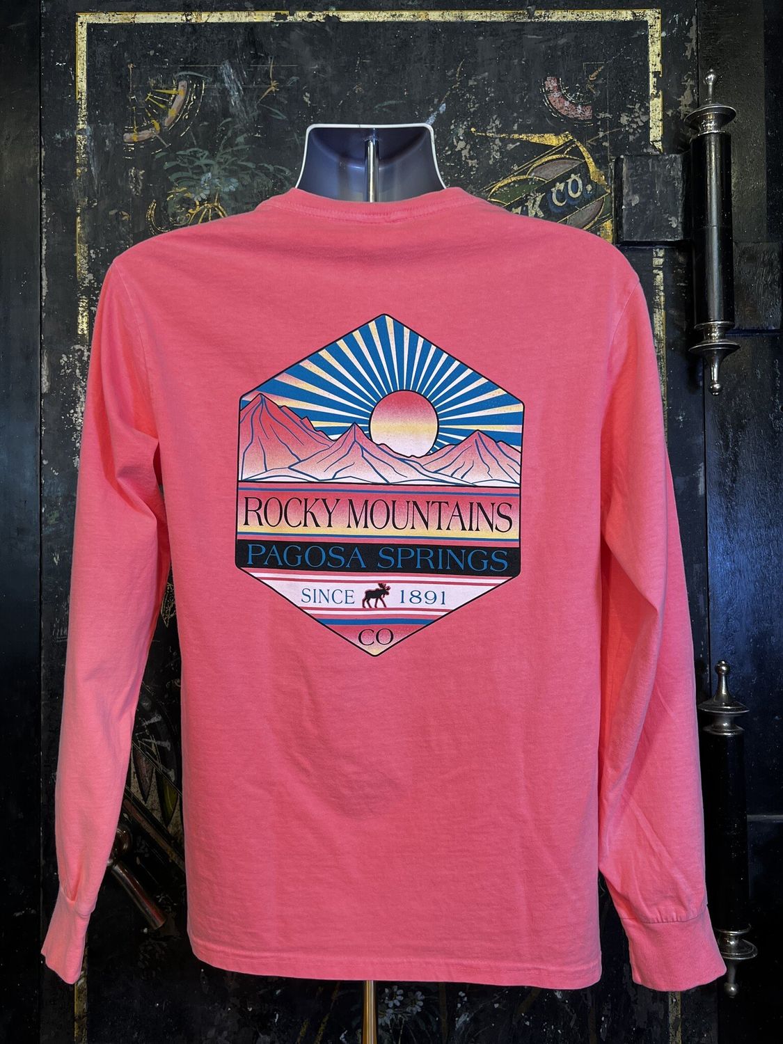Simple Ways Mtns/Moose RS L/S Tee Neon Coral