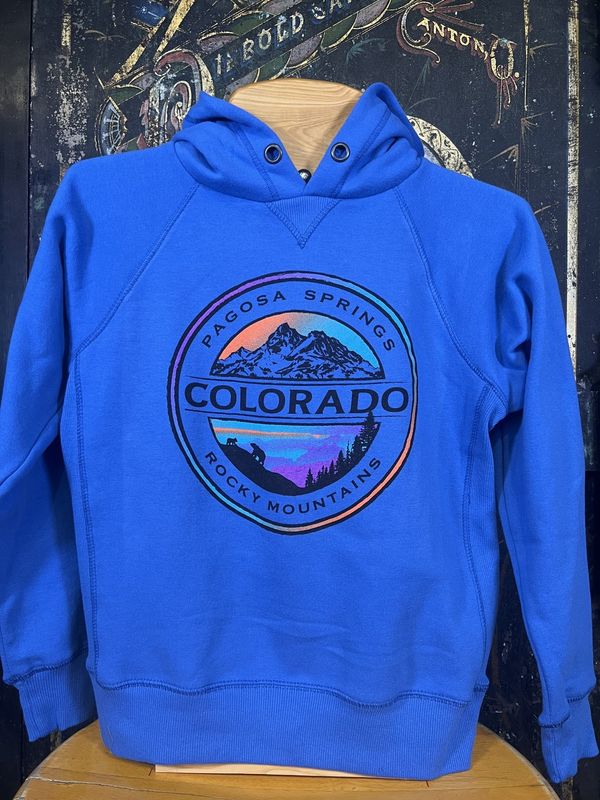 Kids Geo Seal Mtns Bears Hoodie Royal