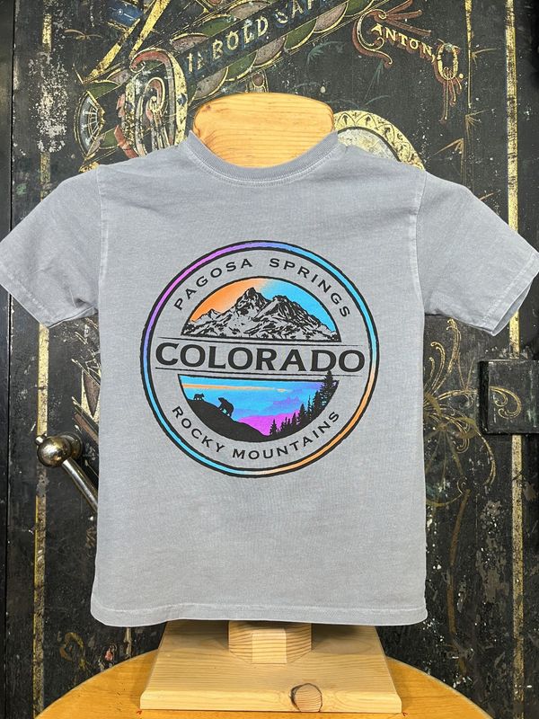 Geo Seal Mtns Bears Kids RS Tee Steel Grey