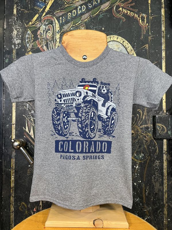 4X4 Bear CO Kids Tee Graphite