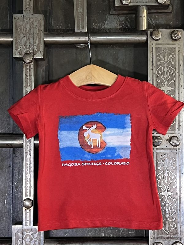Distressed CO Flag /Moose Infant Tee Red