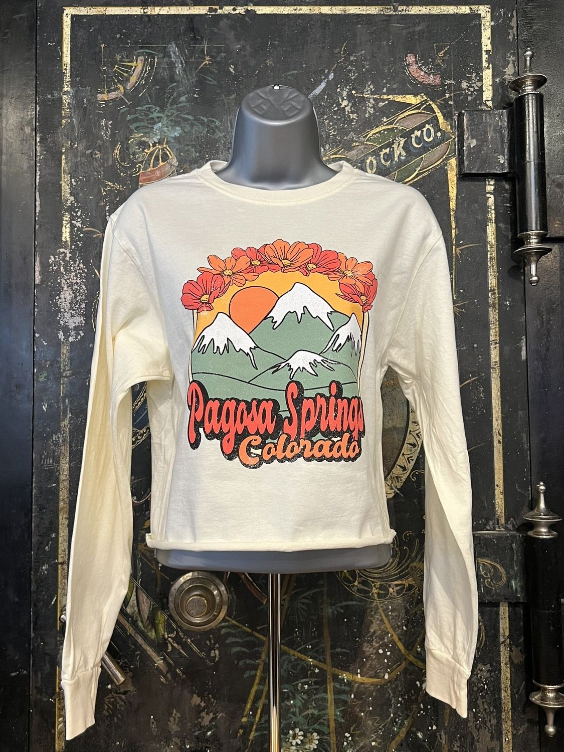 Waveskimmer Mtn/Flwr L/S Cropped Tee Ivory