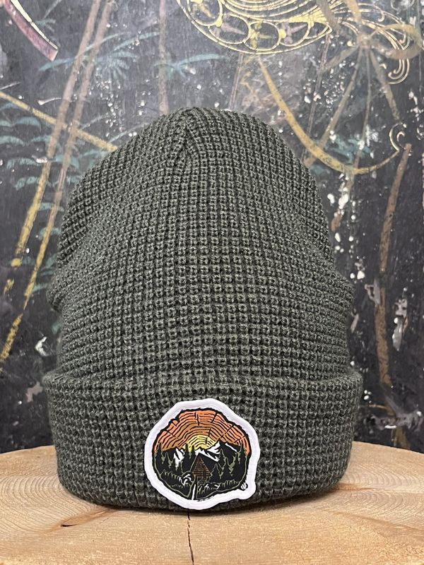 Tree Rings Waffle Beanie OLIVE
