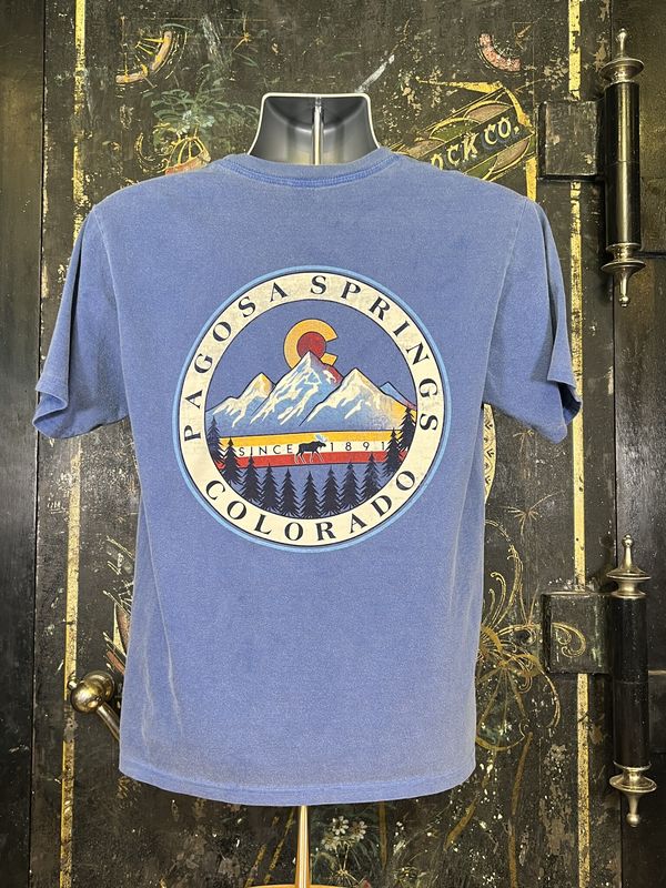 Bright Glow Mtns CO Moose RS S/S Tee Pac Blue