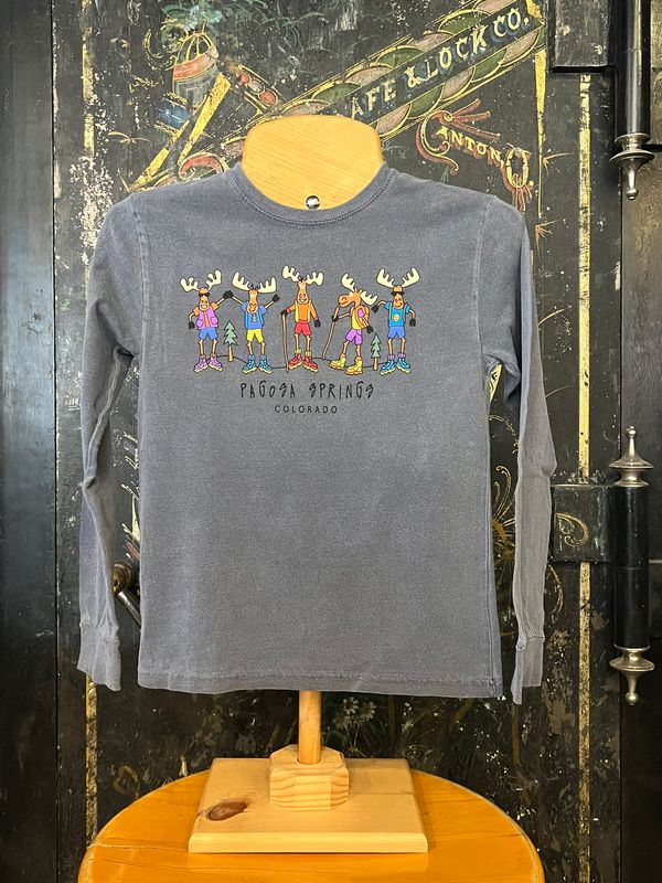 Kids Beboppin Hiking Moose L/S Tee Indigo