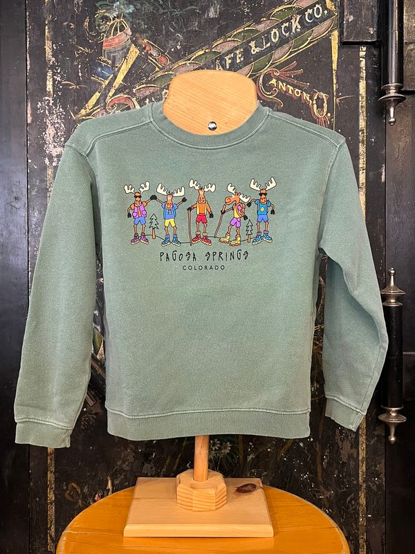 Kids Beboppin Hiking Moose Crew Dorm Green