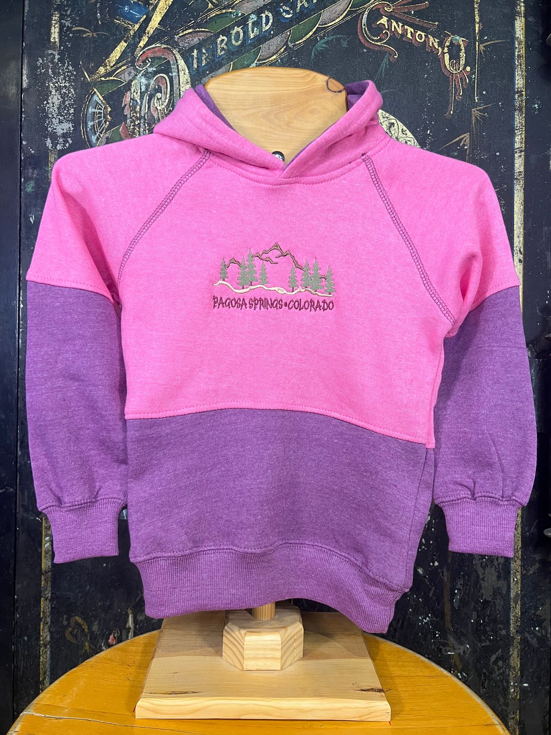 Kids Color Block Hoodie Pink/Purple, Size: XSMALL