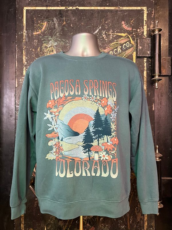 Relevel Mtn Flowers Fleece Crew SS Teal