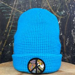 Circle Of Peace Waffle Beanie, Color: SKY BLUE