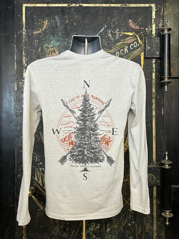 Find Me Mountains TB L/S Tee Hthr Limestone