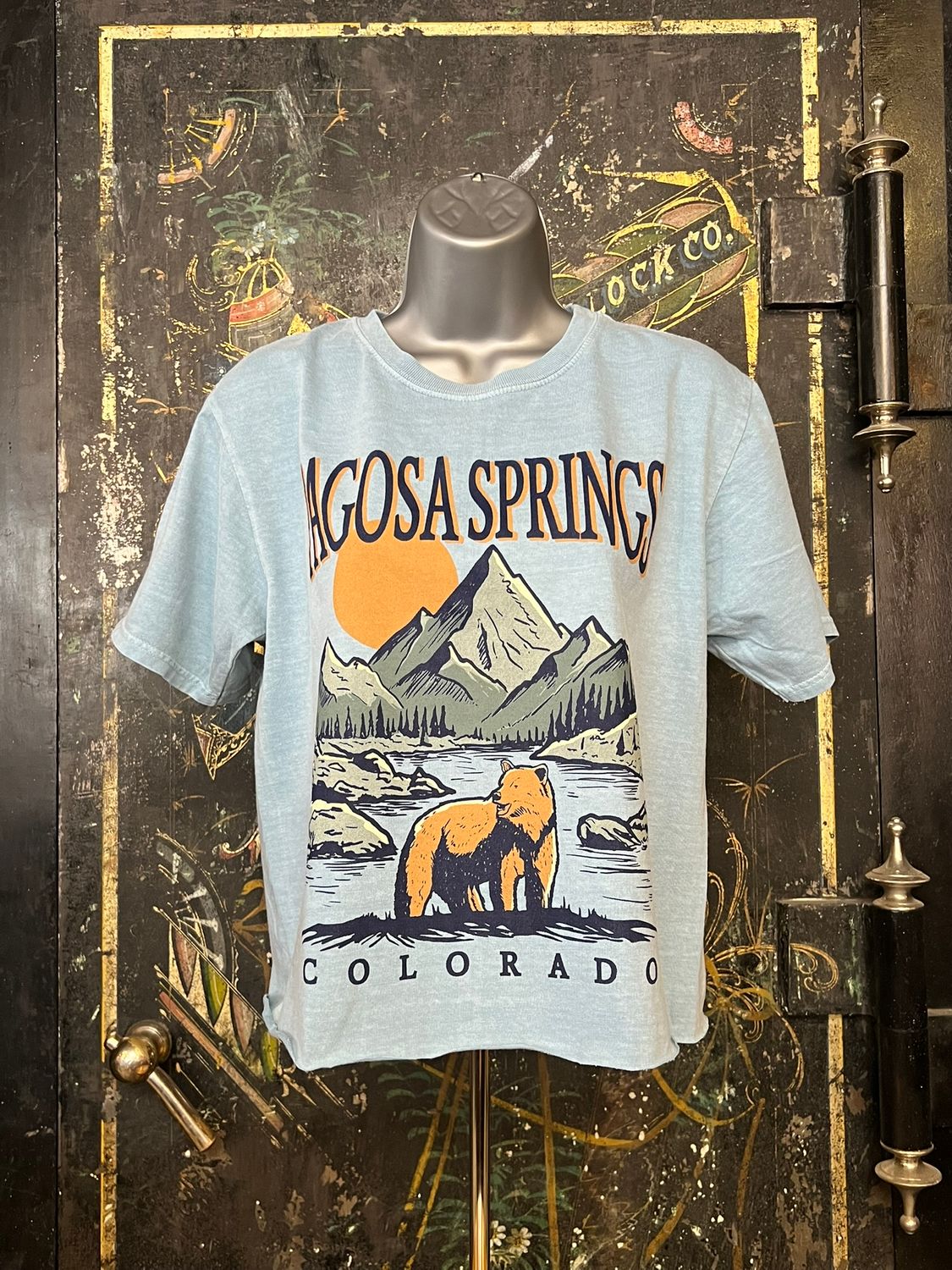 Metaljaw Mtns/Bear RS Cropped S/S Tee Denim, Size: SMALL