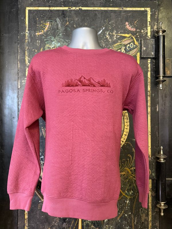 Jacquard Fleece Emb Crew Neck Wine