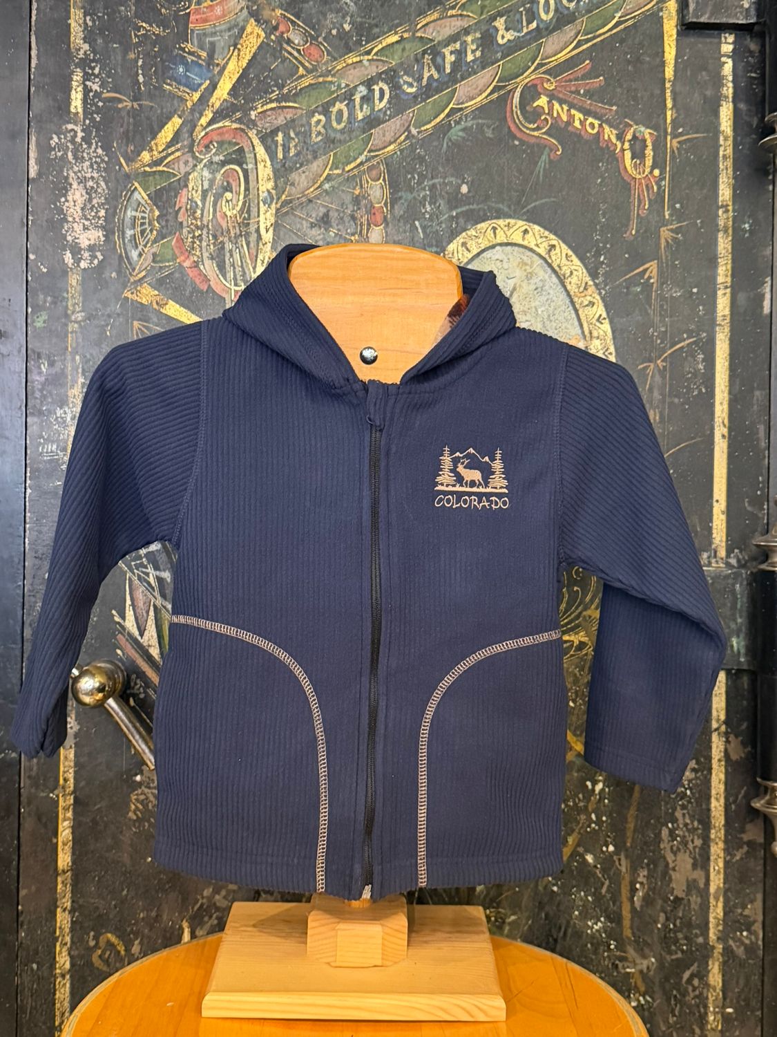 Kids Corded Hoodie Denim, Size: XSMALL
