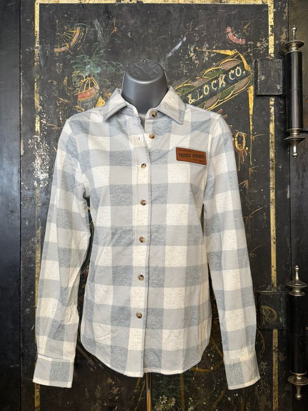 Nora Button Up Patch Light Grey Plaid