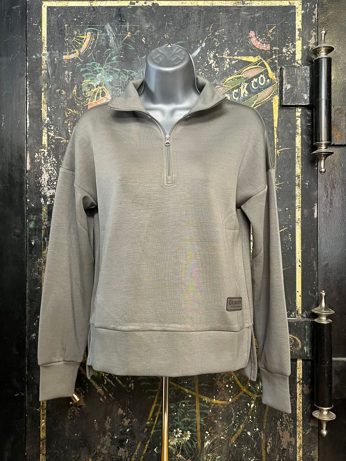 Cora 1/4 Zip Sweatshirt Safari Green, Size: XSMALL