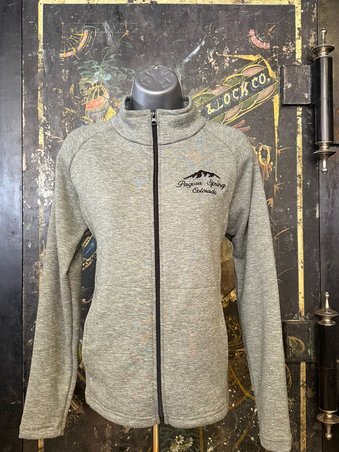 Melange Bonded Fleece FZ Sage, Size: SMALL