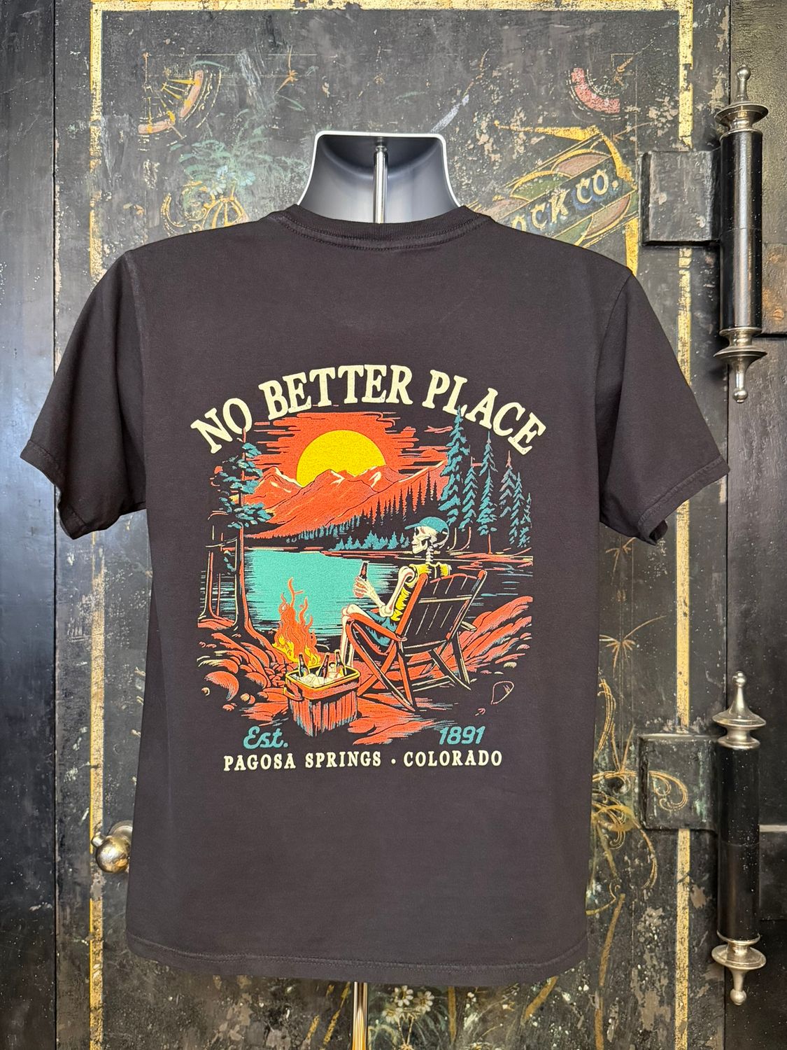 Vicarious Skeleton/Mtns/Pines RS Tee Jet Black, Size: SMALL