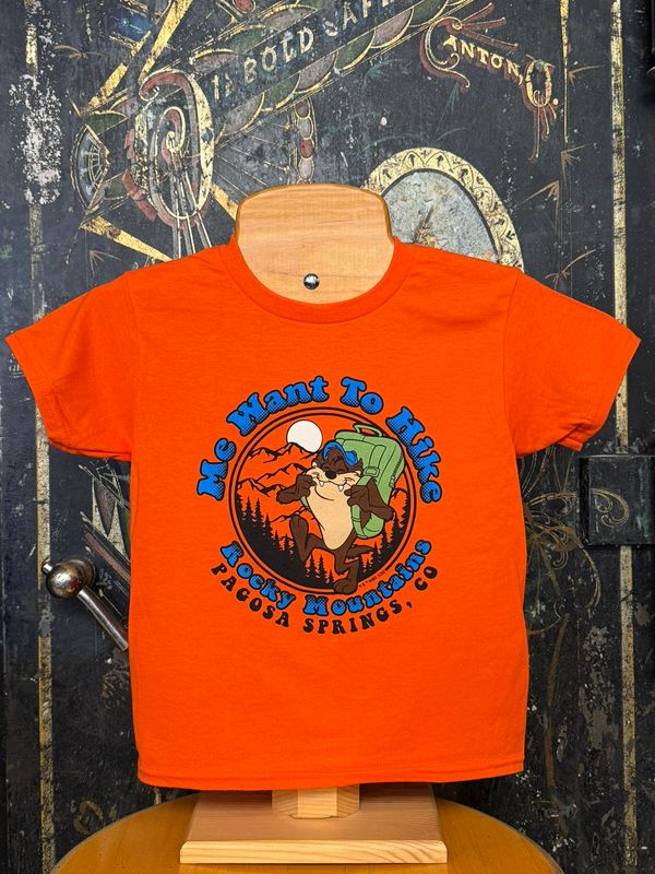 Kids Me Walk Far Taz Mtns/Pines Tee Orange
